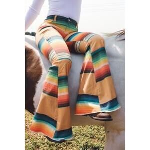 Ranch Dress'n Super Flare Jeans Serape Striped Print Jeans Western Cowgirl 0 24